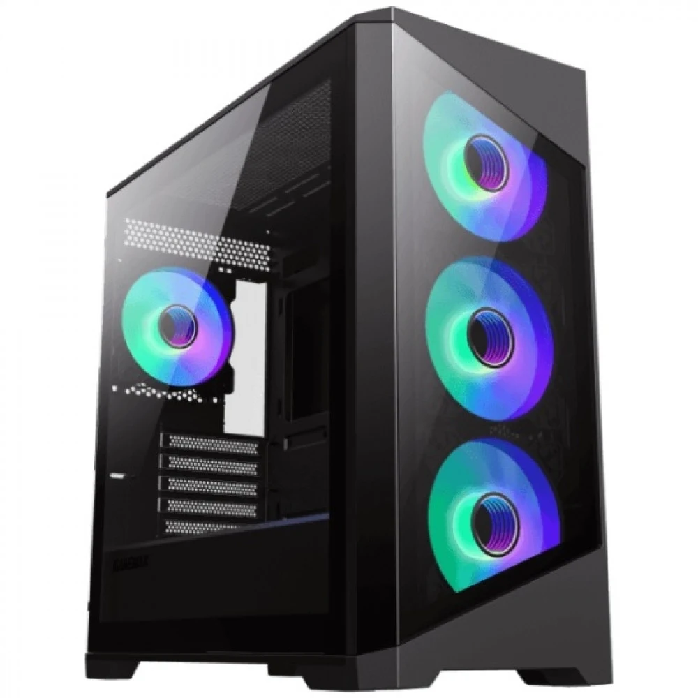 Компьютерный корпус mATX, без блока питания/ Gamemax Destroyer TGB mATX case, black, w/o psu, w/1xUSB3.0+2xUSB2.0, Combo Audio, w/3x12cm ARGB front fan (1xFN-12A-M6I, 2xFN-12A-S6I), w/1x12cm ARGB re