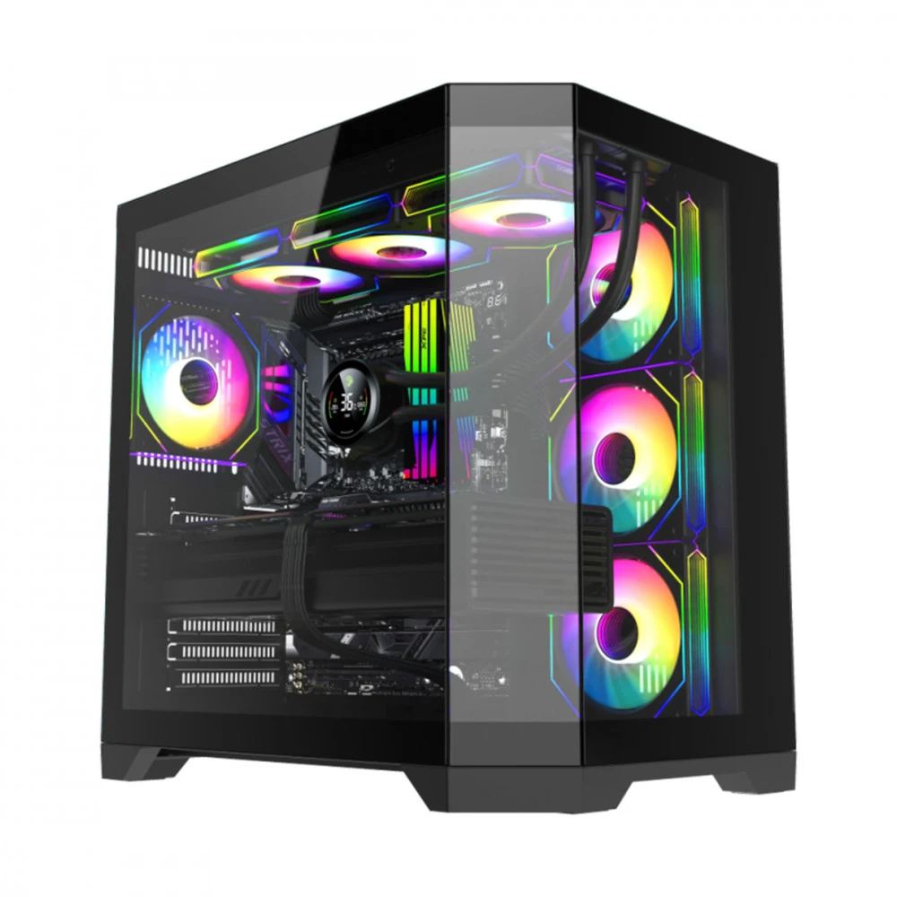 Компьютерный корпус, Gamemax, Hype-A BK, 9101-0000R0165, 14100902944, Mid-Tower, ATX/ M-ATX/ M-ITX, USB3.0*1/ USB2.0*2/ HD-Audio, Кулер ARGB 4*12см, Высота процессорного кулера 157мм, Длина VGA 400м