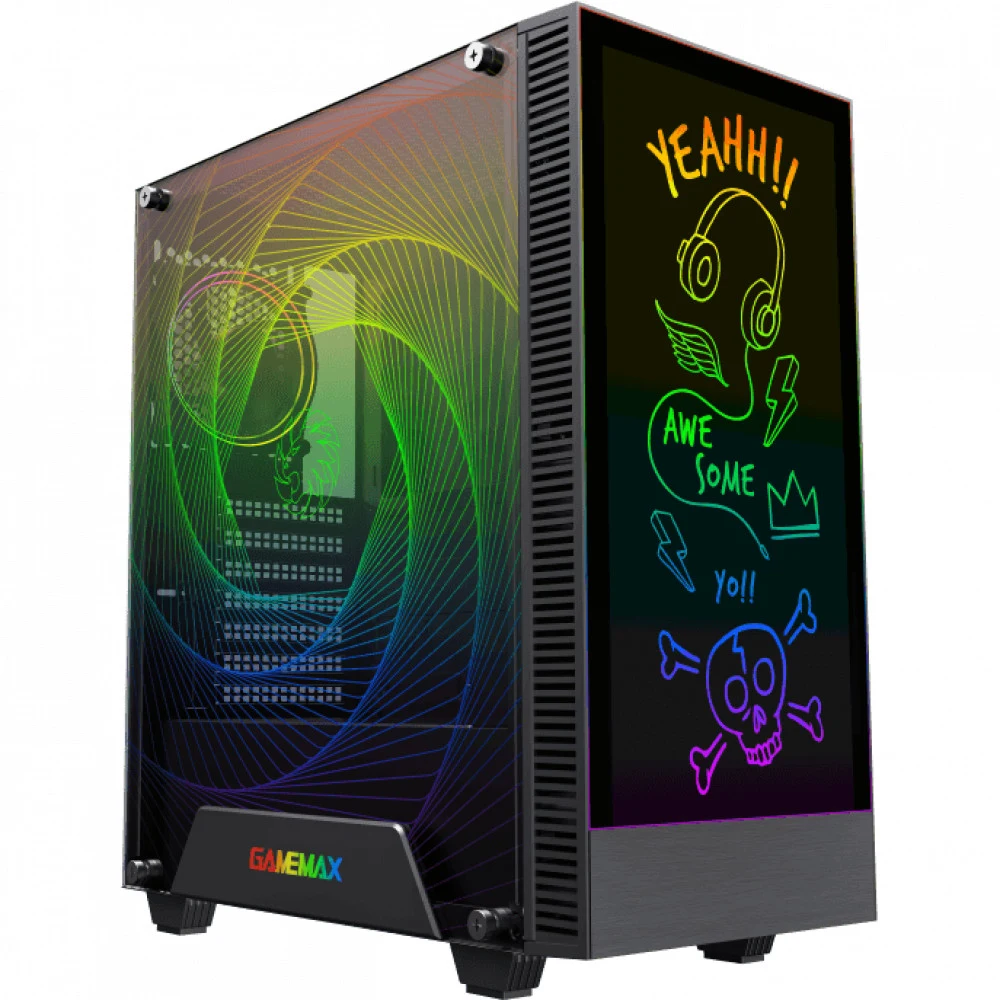GameMax Корпус Kreator без БП (Midi Tower, ATX, Черный, 1*USB3.0 + 1*USB2.0, RGB 1*120 мм+ fan cont)