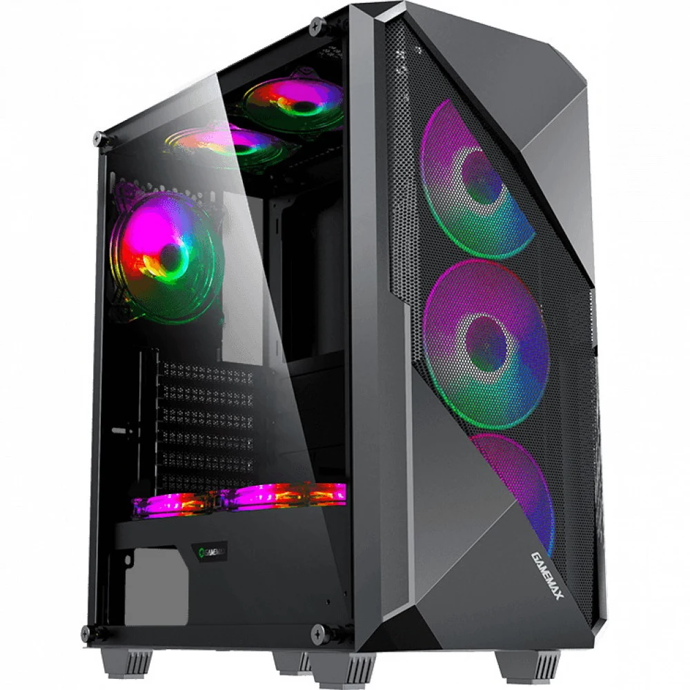 Компьютерный корпус, Gamemax, Revolt, 12360600005, Midi Tower, E-ATX/ATX/m-ATX/, USB3.0*1/ USB2.0*1, HD-Audio, Кулер 4*12см ARGB, Высота процессорного кулера 170мм, Длина VGA 340мм, Количество отсек