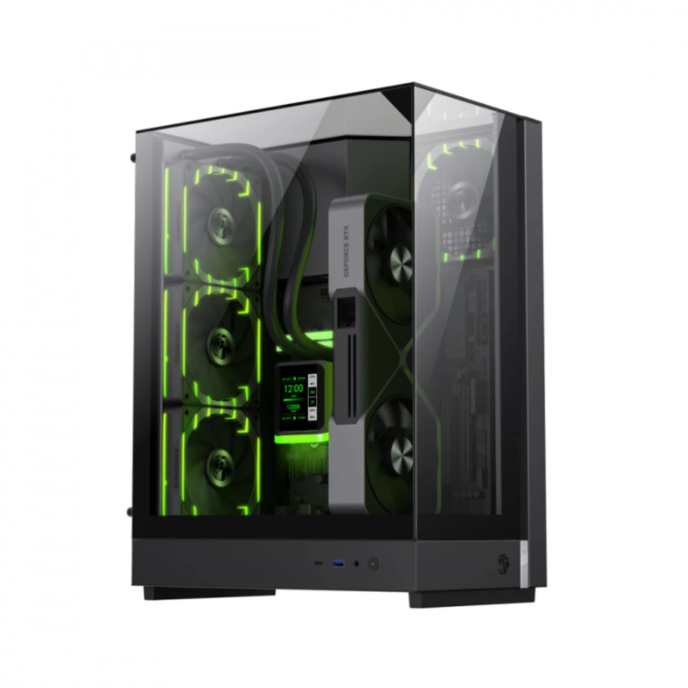 Компьютерный корпус, Gamemax, T20 BK, 9101-1000R0001, Mid-Tower, M-ATX, USB3.0*1/ Type-C*1/ HD-Audio, Кулер ARGB 2*12см, Высота процессорного кулера 160мм, Длина VGA 382мм, Количество отсеков 1*3,5"