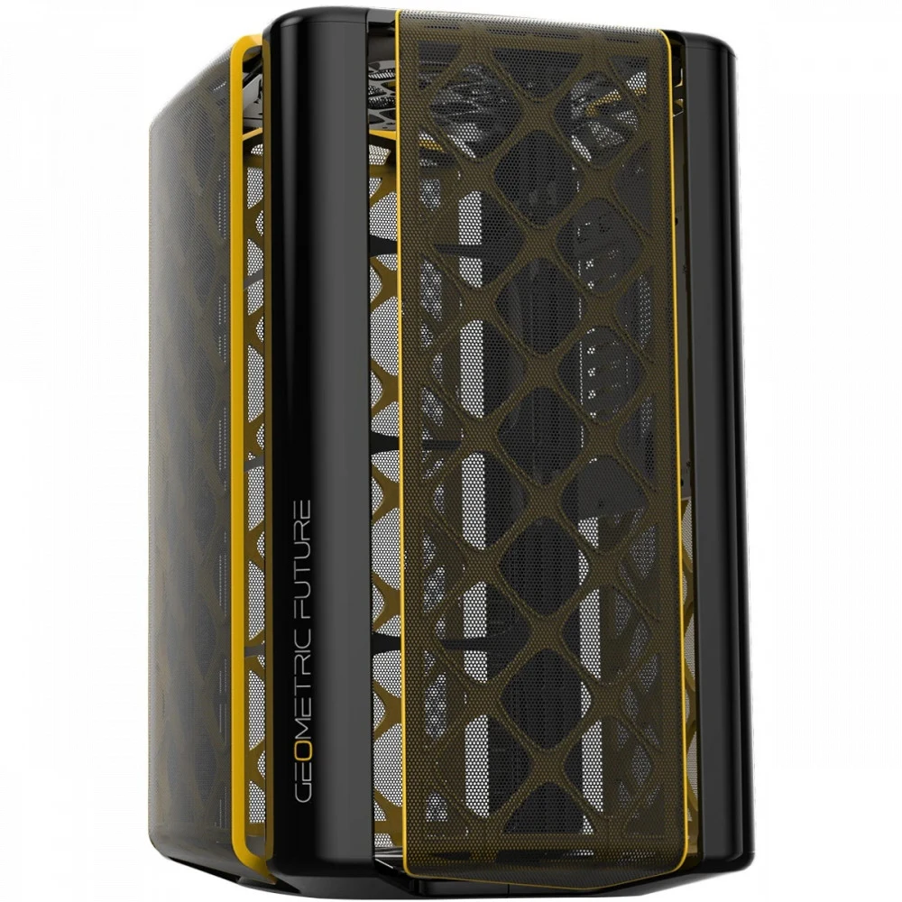 Корпус ПК без блока питания/ Case Geometric Future Model 2 The Ark, Mini-Tower, no fans, 3xUSB-A 3.0, 1xUSB 3.2 Type-C, mATX, mITX Black/Gold