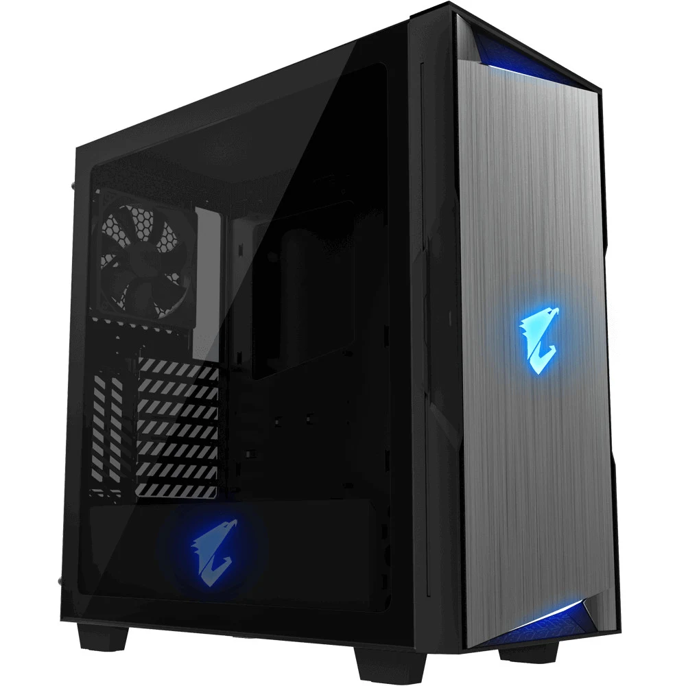 Компьютерный корпус, Gigabyte, AORUS C300 GLASS (GB-AC300G) 4719331551223, ATX/Micro ATX, 2*USB3.0, 1*USB3.1 Type-C, HD-Audio+Mic, 1*HDMI, 2*Кулер 12см, H469*W211*D458 мм, Без Б/П, Чёрный