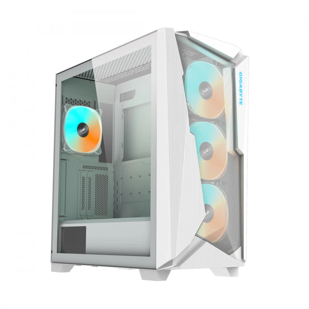Компьютерный корпус, Gigabyte, C301 GLASS WHITE V2 (GB-C301GW V2) 4719331553456, E-ATX/ATX/Micro ATX, 2*USB3.0, 1*USB3.1 Gen2 Type-C, HD-Audio+Mic, LED Switch, 4*Кулер 12см (ARGB & PWM), H486*W220*D