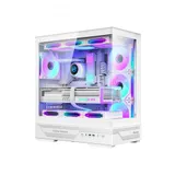 Компьютерный корпус, Huntkey, GX760A Fortune White, ATX/Micro ATX, USB 1*3.0/2*2.0, HD-Audio, Кулер 4*12см ARGB, Высота процессорного кулера до 160 мм, Длина VGA до 400мм, 1*3.5"/2.5", Слот 7, Толщи