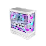 Компьютерный корпус, Huntkey, GX760A Fortune White, ATX/Micro ATX, USB 1*3.0/2*2.0, HD-Audio, Кулер 4*12см ARGB, Высота процессорного кулера до 160 мм, Длина VGA до 400мм, 1*3.5"/2.5", Слот 7, Толщи