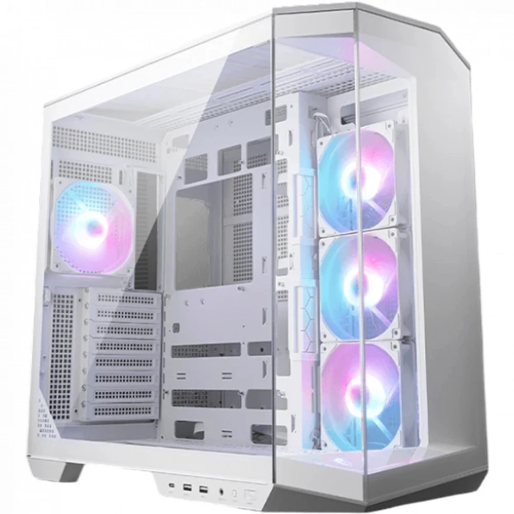 Корпус MSI MAG Pano 100R PZ WHITE , Mid Tower, ATX, 2xUSB 3.2 Gen 1, 1xUSB 3.2 Gen2 Type-C, 3x120mm ARGB Reverse Blade Fan, 1x120mm ARGB Fan, ARGB+PWM Control Board,Tempered Glass Window, Brown Box