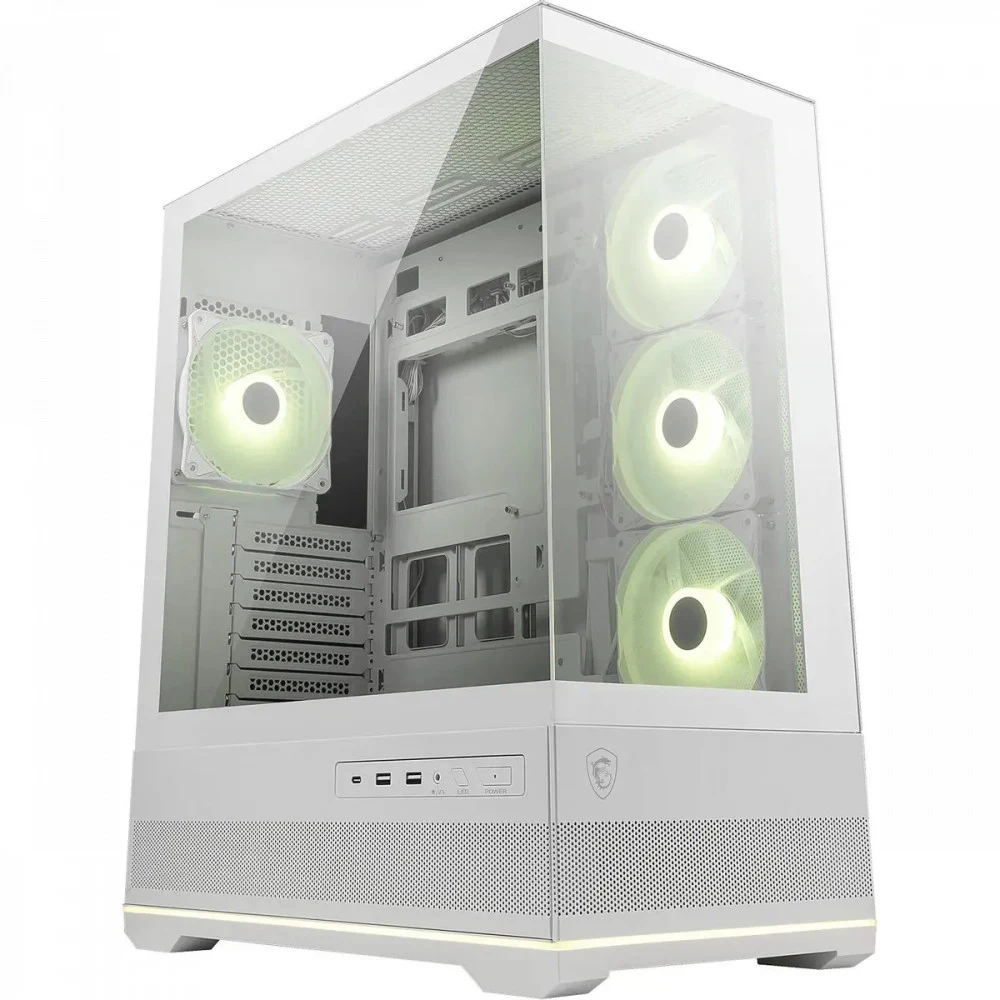 Корпус для ПК MSI MAG PANO 110R PZ WHITE, Global, 2xUSB 3.2 Gen 1, 1xUSB 3.2 Gen2 Type-C, 3x120mm ARGB Reverse Blade F