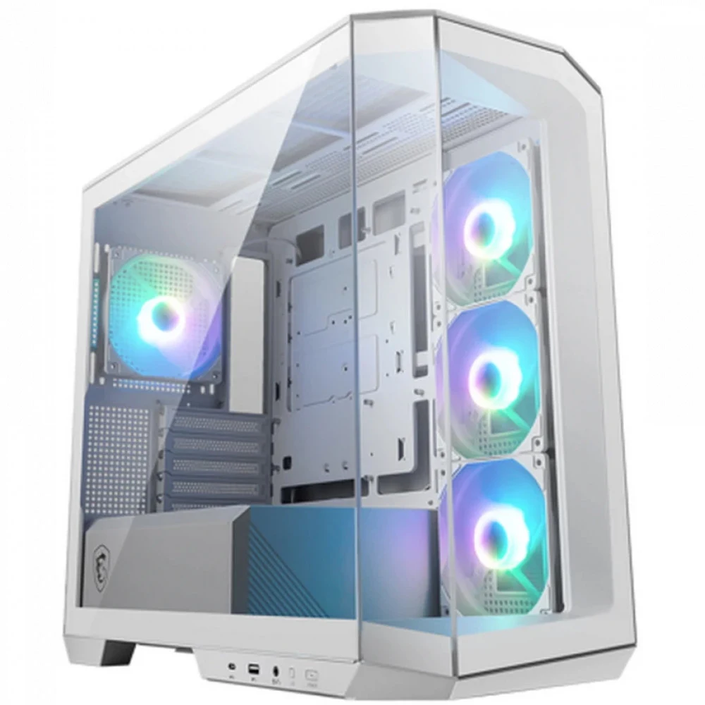 Корпус MSI MAG Pano M100R PZ White , Micro-ATX, 1xUSB 3.2 Gen 1, 1xUSB 3.2 Gen2 Type-C, 4x120mm ARGB Fan, ARGB+PWM Control Board, TG, WHITE
