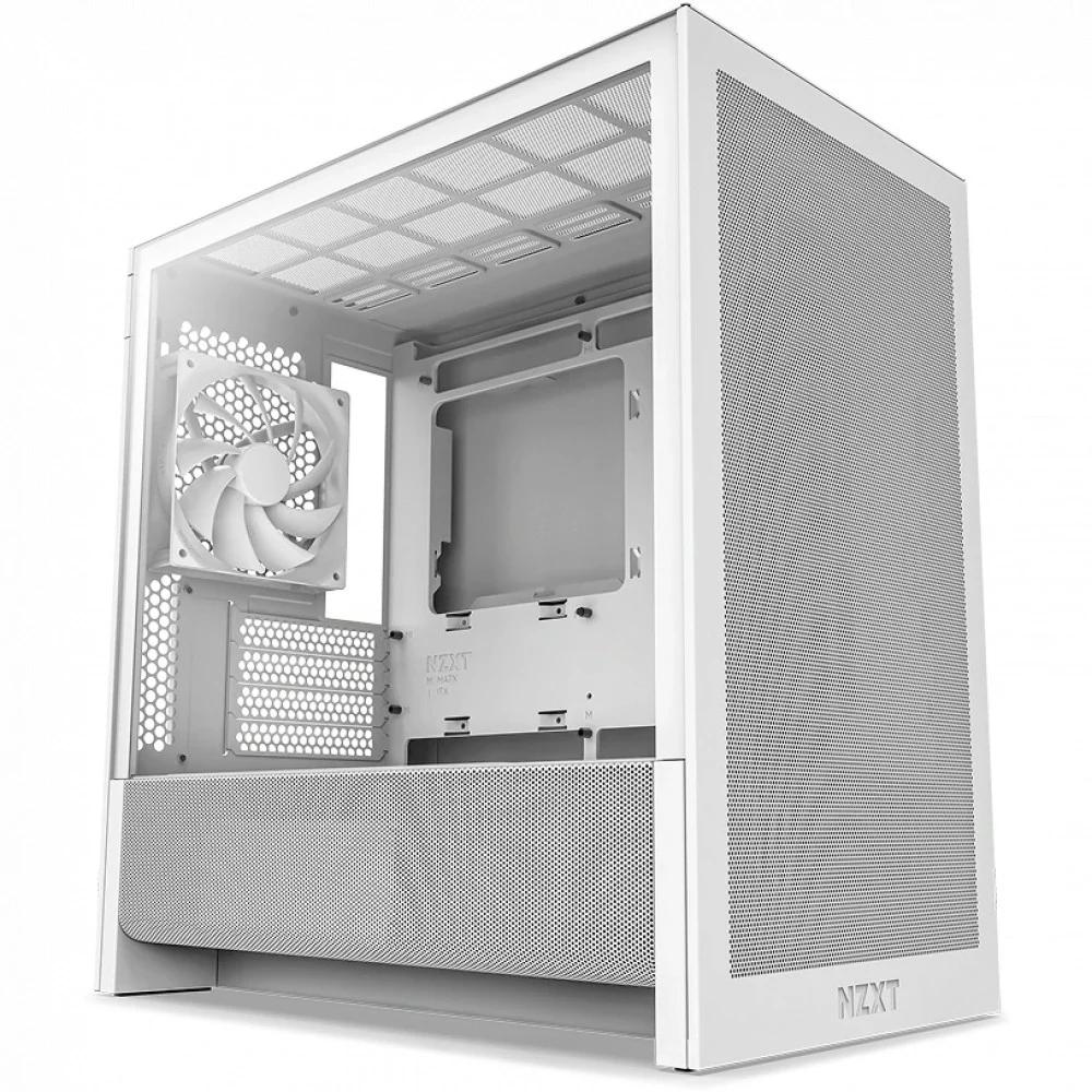 Корпус без блока питания/ Case NZXT H3 Flow (2025), Midi-Tower, TG, 1x120mm, 1xUSB-A 3.2 + 1xUSB-C 3.2, mATX, mITX White