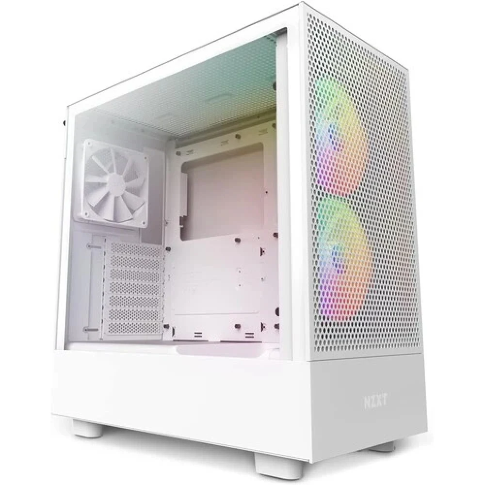 Компьютерный корпус, NZXT, H5 Flow RGB White, CC-H52FW-R1, Mid-Tower, E-ATX / ATX / Micro-ATX / Mini-ITX, USB 3.2 Gen. *2/Type C*1/ Type A*1, HD Audio/mic, 2*120мм RGB вентилятор F120 RGB Core, Высо