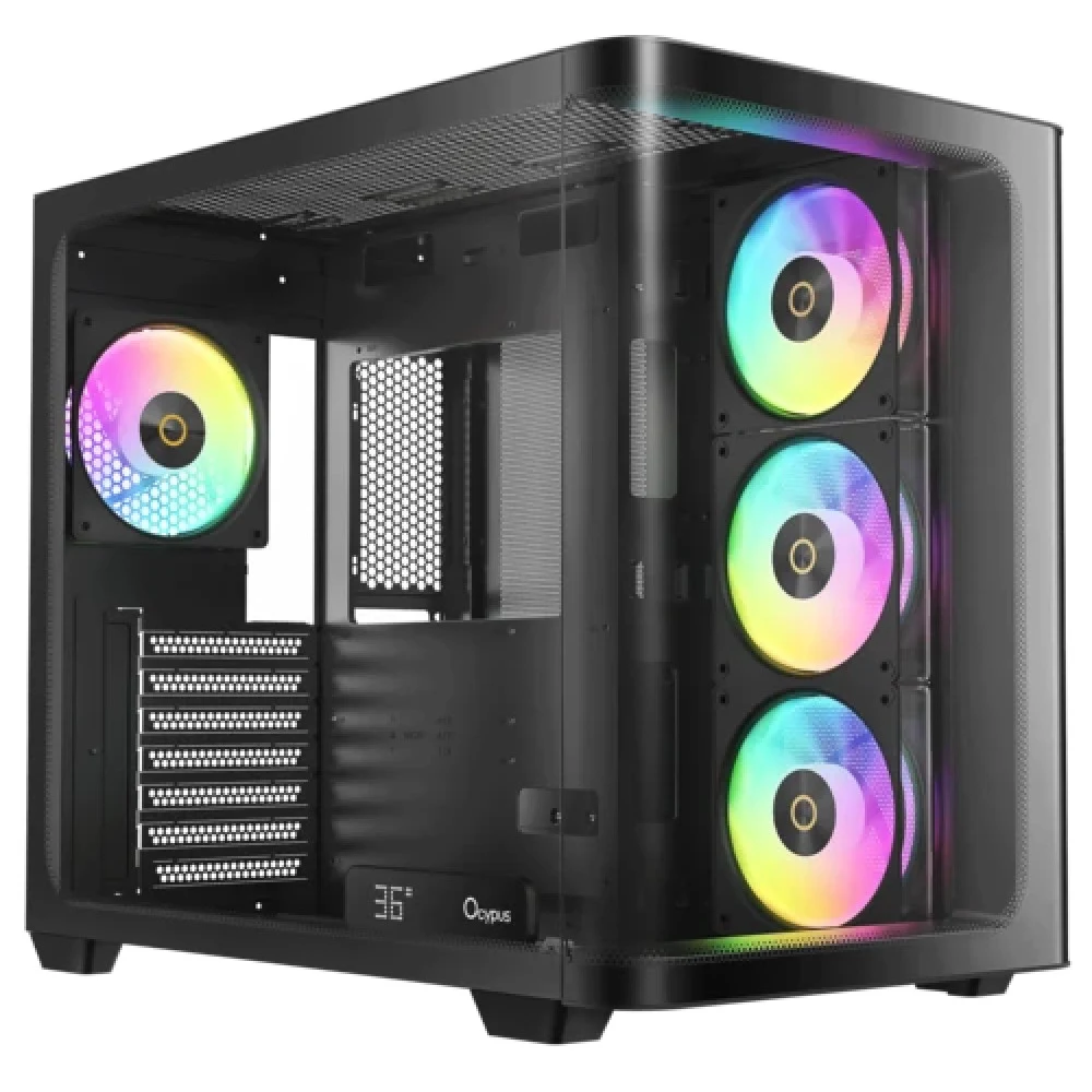 Корпус ПК без блока питания/ Case Ocypus Iota C70 Curve BK ARGB, Midi-Tower, TG, 4x120mm ARGB, 2xUSB-A 3.0 + 1xUSB-C 3.1, ATX, mATX, mITX Black