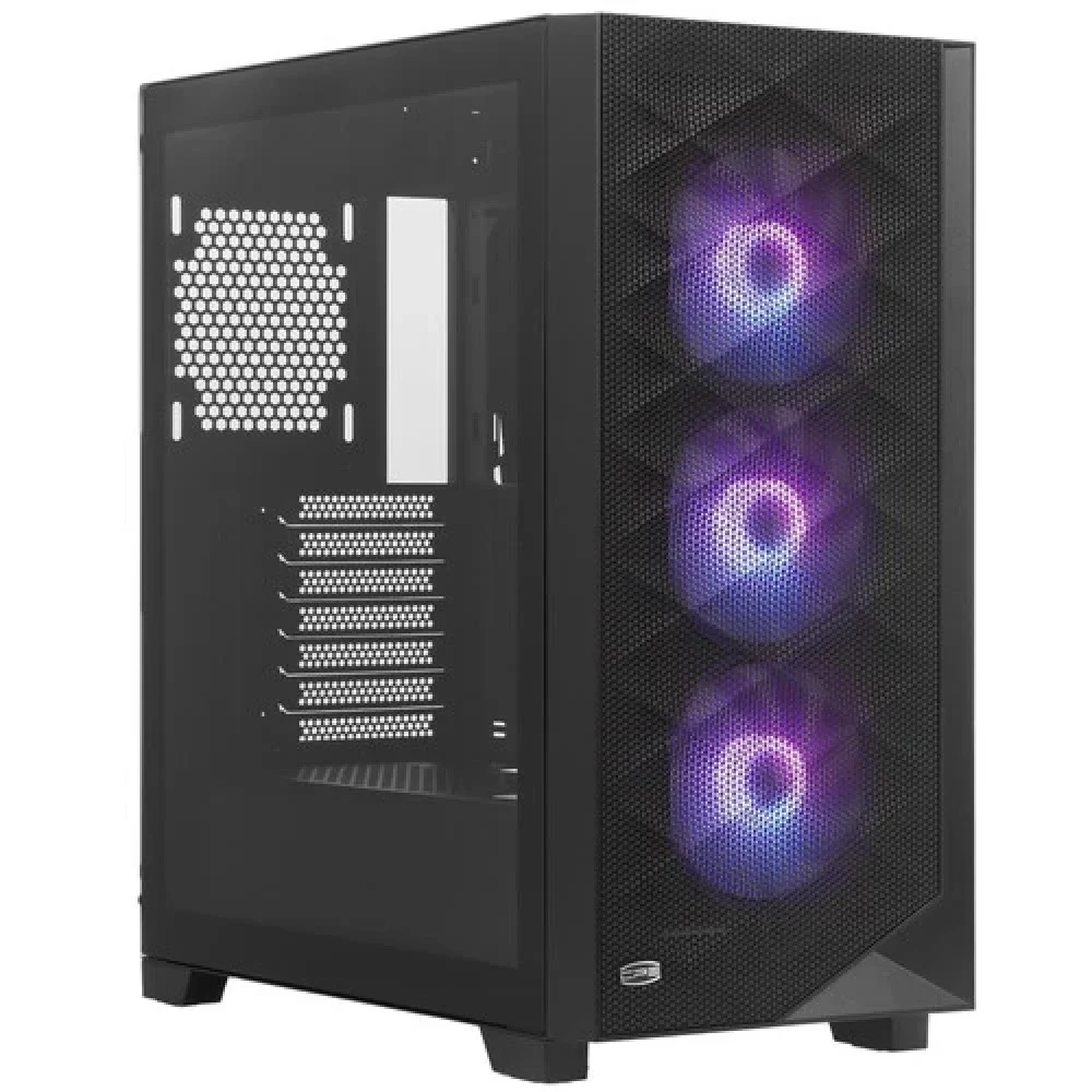 Корпус без блока питания/ PCCooler C3D510 BK ARGB, Tempered Glass Full Tower, Black, TG, 0.7 SPCC, 3x120mm ARGB E-ATX, ATX, mATX, mITX 170/390/410mm 2x2.5", 2x3.5", 7xPCI 2xUSB-A 3.0 454.8x220x490.6