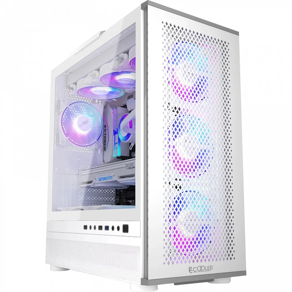 Корпус PCCooler ME200W MESH WH EATX/ATX/mATX/ITX 2x3.5", 4x2.5", USB3.0, 2xUSB2.0 3xFAN ARGB included (3x спереди ) White