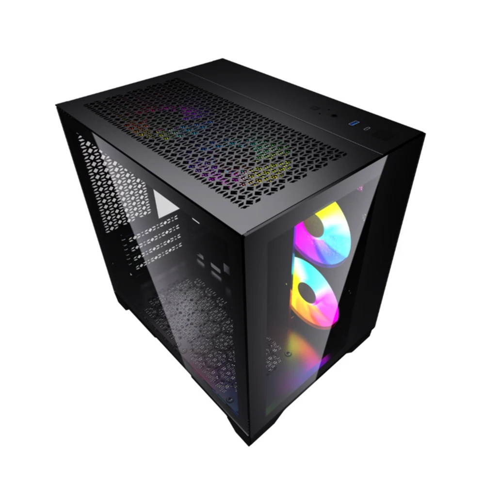 Корпус Powercase Корпус Powercase Vision Micro, Black, Tempered Glass, 4х 120mm 5-color fan, чёрный, mATX (CVBM-L4) (CVBM-L4) (202896)