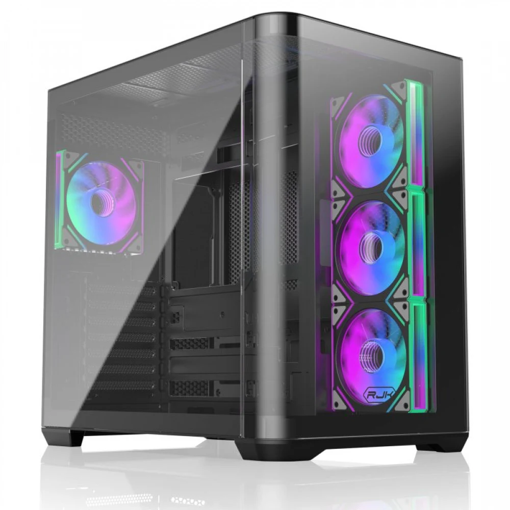 Корпус без блока питания/ Case Raijintek ATREUS BT4, Midi-Tower, TG, 4x120mm ARGB, 2xUSB-A 3.0 + 1xUSB Type-C , E-ATX, ATX, mATX, mITX Black
