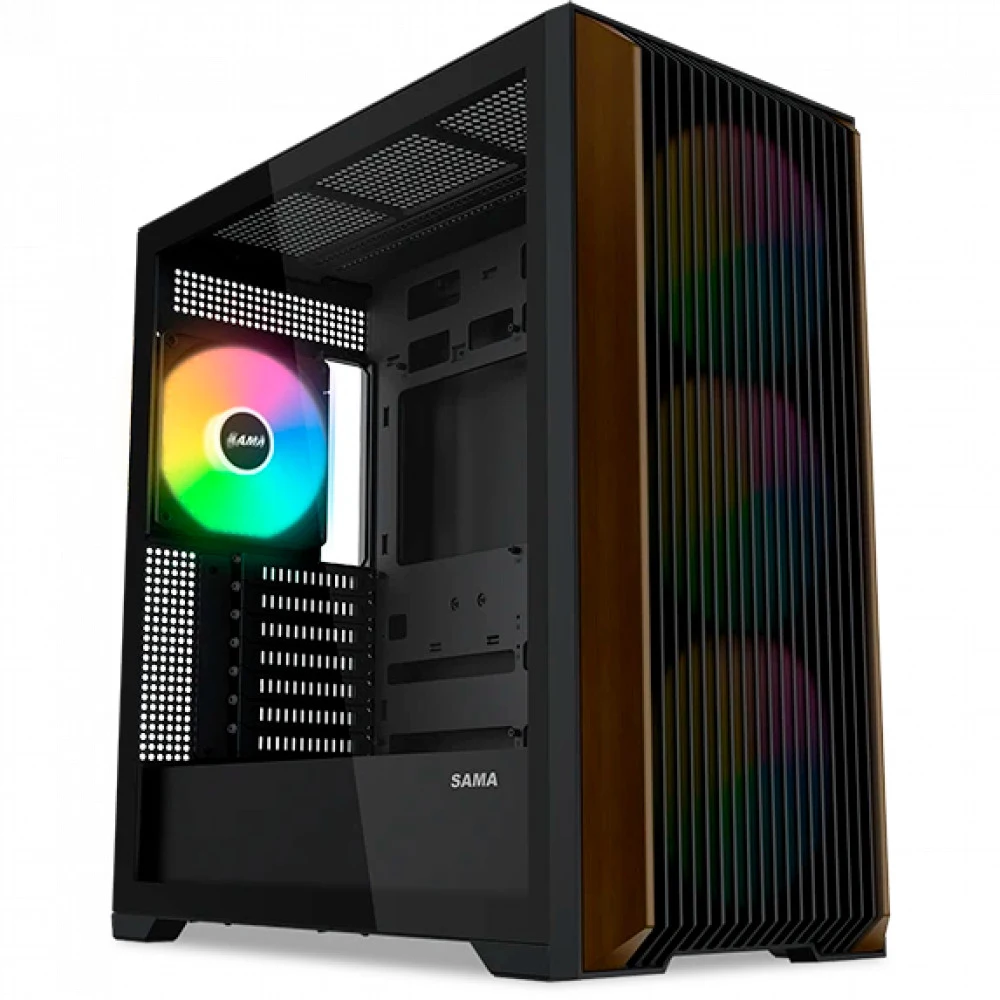Корпус ПК без блока питания/ Case SAMA Z60 Black, Midi-Tower, TG, 4x140mm ARGB, 2xUSB 3.0 + 1xUSB 3.1 Type-C, E-ATX, ATX, mATX, mITX Black