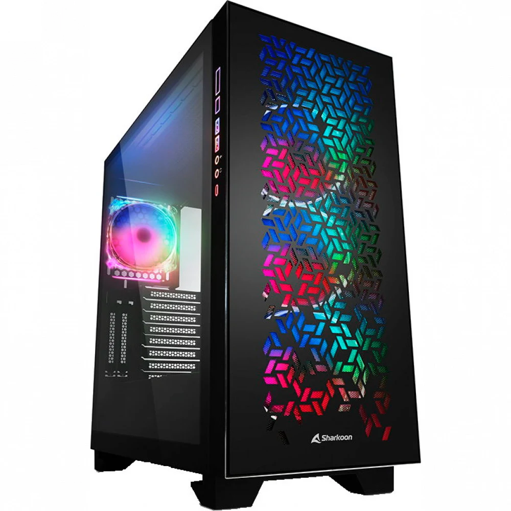 Корпус ПК без БП Sharkoon ELITE SHARK CA300H Bk &lt EATX, 4x3.5, 7x2.5, 2xUSB 3.0, 1xTypeC, Audio, 505*235*520mm&gt