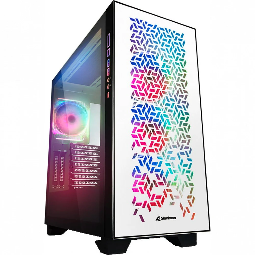Корпус ПК без БП Sharkoon ELITE SHARK CA300H Wh &lt EATX, 4x3.5, 7x2.5, 2xUSB 3.0, 1xTypeC, Audio, 505*235*520mm&gt
