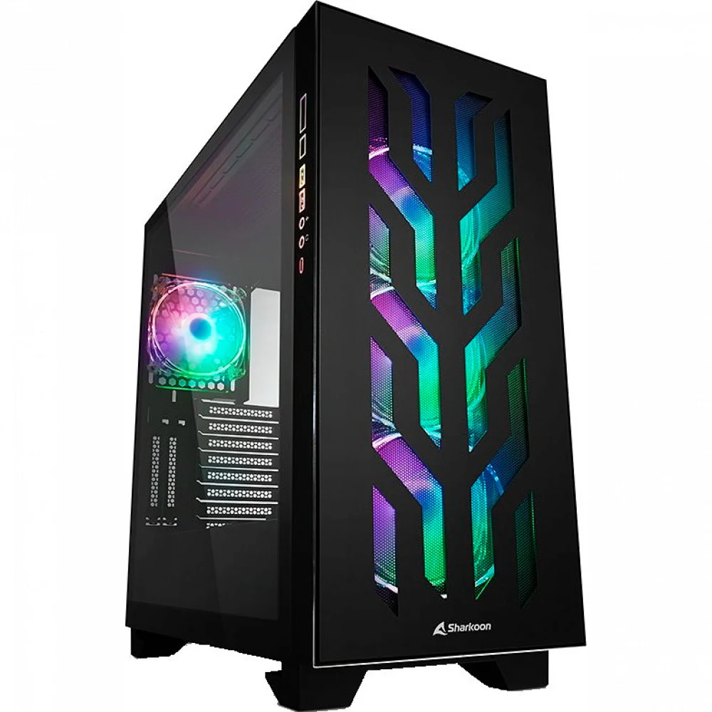Корпус ПК без БП Sharkoon ELITE SHARK CA300T Bk &lt EATX, 4x3.5, 7x2.5, 2xUSB 3.0, 1xTypeC, Audio, 505*235*520mm&gt