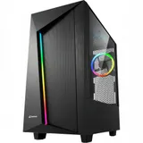 Sharkoon REV100 RGB Игровой корпус чёрный (ATX, закаленное стекло, fan 1x120 мм + 1 RGB x120 мм, 2xUSB 2.0, 2xUSB 3.0, audio)