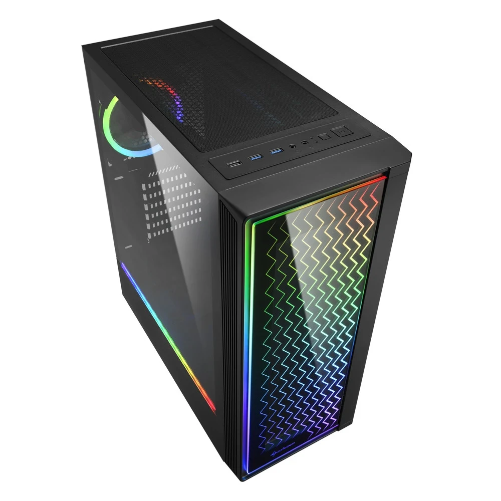 Корпус Sharkoon RGB LIT 200, Midi Tower, ATX, Black, 2x3.5"/6x2.5", USB2.0, 2xUSB3.0