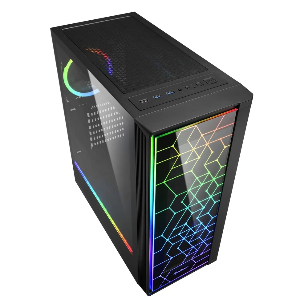 Корпус ПК без БП Sharkoon RGB LIT100 &lt ATX, 2x3.5, 6x2.5, 2xUSB 3.0, 1xUSB 2.0, Audio, 436*206*481mm&gt