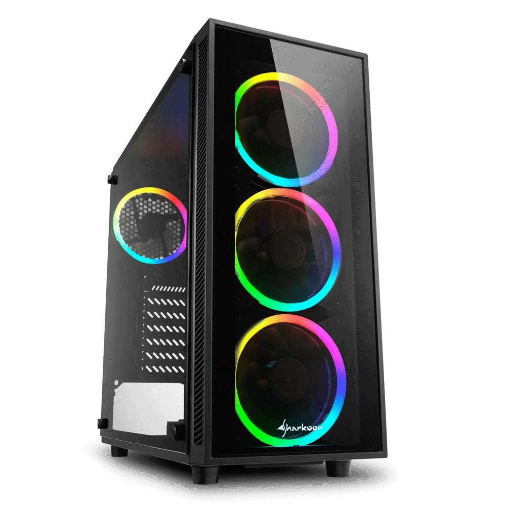 Корпус ПК без БП Sharkoon TG4 RGB &lt ATX, 2x3.5, 4x2.5, 2xUSB 3.0, Audio, 3x120mm RGB F/P, 1x120mm RGB R/P, 455*200*430mm&gt