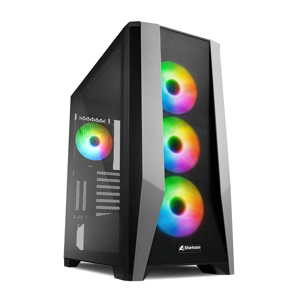 Корпус ПК без БП Sharkoon TG7M RGB &lt EATX, 2x3.5, 4x2.5, 2xUSB 3.0, 1x TypeC, Audio,, 3x120mm ARGB F/P, 1x120mm ARGB R/P, 485*220*488mm&gt
