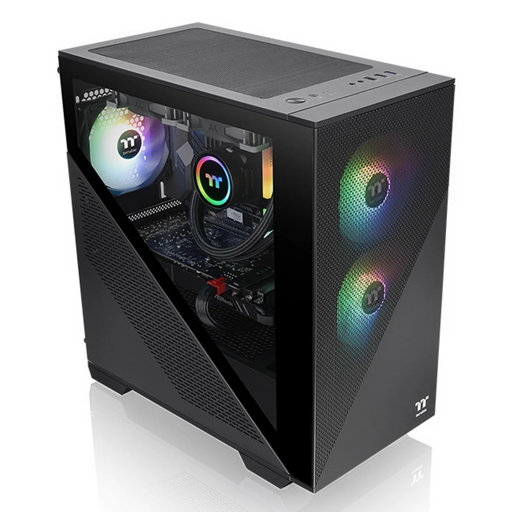 Корпус THERMALTAKE MiniTower Divider 170 TG ARGB черный (mATX, без БП, 2xUSB3.0+USB2.0, 2x120mm ARGB) (CA-1S4-00S1WN-00)