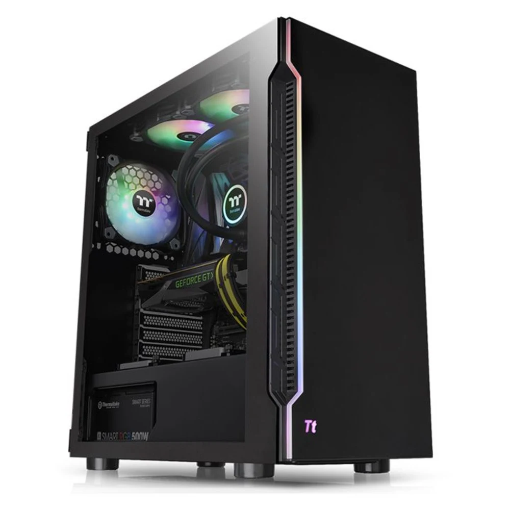 Компьютерный корпус, Thermaltake, H200 TG RGB, CA-1M3-00M1WN-00, Mid tower, ATX/Mini-ITX/M-ATX, USB 3.0*2, HD Audio, 1*120мм, Высота процессорного кулера до 180мм, Длина VGA до 320мм, 2*3.5" или 3*2
