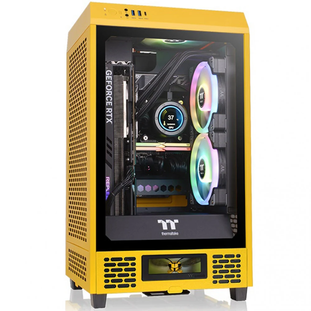Компьютерный корпус, Thermaltake, The Tower 200 Bumblebee, CA-1X9-00S4WN-00, Mini Tower, Mini ITX, USB 3.2 (Gen 2) Type-C x 1, USB 3.0 x 2, HD Audio x 1, Количество внутренних отсеков 3,5 - 2*3,5/2*