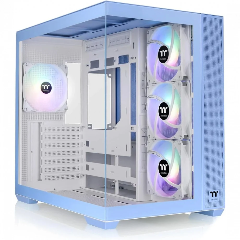 Компьютерный корпус, Thermaltake, View 380 TG ARGB Hydrangea Blue, CA-1Z2-00MFWN-00, ATX / m-ATX / m-ITX, 1*3.5"/2*2.5", Высота кулера до 160 мм, Длина VGA до 415 мм, 410 x 285 x 442 мм, Без Б/П, Си