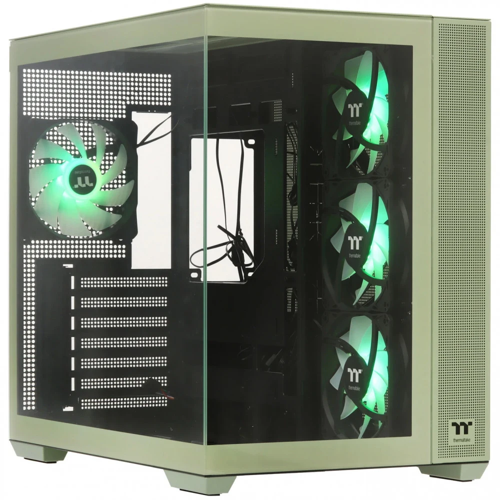 Компьютерный корпус, Thermaltake, View 380 TG ARGB Matcha Green, CA-1Z2-00MEWN-00, ATX / M-ATX / M-ITX, 1*3.5"/2*2.5", Высота кулера до 160 мм, Длина VGA до 415 мм, 410 x 285 x 442 мм, Без Б/П, Зеле