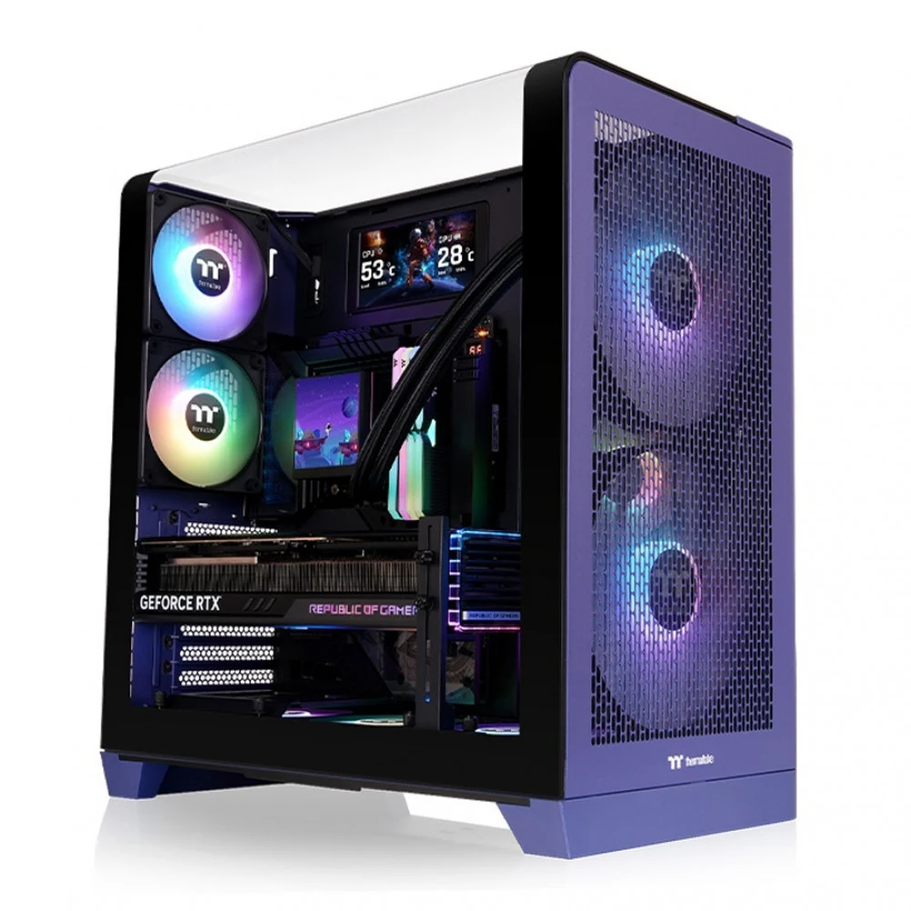 Компьютерный корпус, Thermaltake, View 390 Air Future Dusk, CA-11F-00MNWN-00, ATX / m-ATX / m-ITX, 2*3.5"/1*2.5", Высота кулера до 160 мм, Длина VGA до 420 мм, 503 x 287 x 485 мм, Без Б/П, Сиреневый