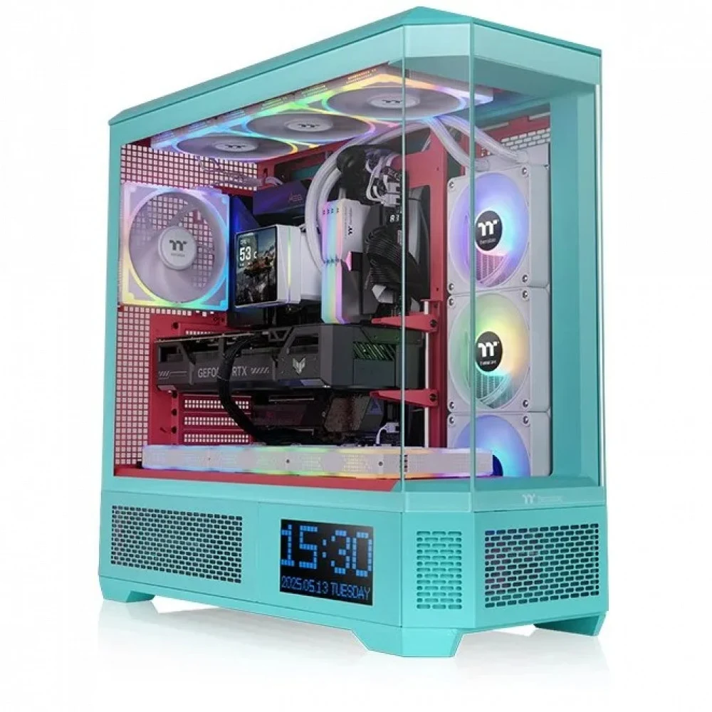Компьютерный корпус, Thermaltake, View 600 TG Mint Strawberry, CA-11H-00FLWN-00, E-ATX / ATX, 3*3.5"/3*2.5", Высота кулера до 175 мм, Длина VGA до 480 мм, 560 249 584 мм, Без Б/П, Голубой