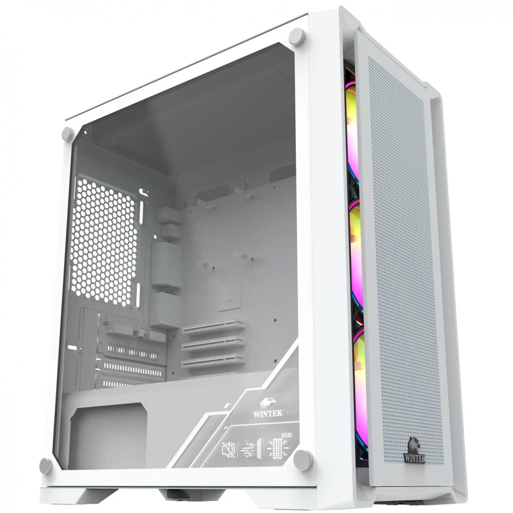 Корпус Wintek Andromeda D531-W TG, Mid Tower, Micro ATX, White, 1x2.5"/2x3.5", 3xUSB , Mic+Audio,RGB
