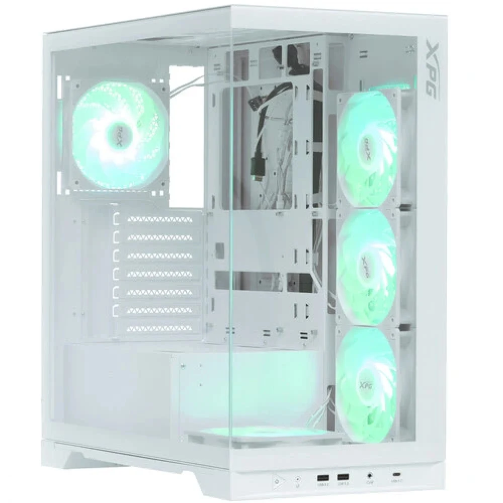 Корпус XPG INVADER X WHITE (INVADERXMT-WHCWW) Mid-Tower Gaming ATX PC Case with Panoramic View, Tempered Glass Panels, and RGB Lighting Black