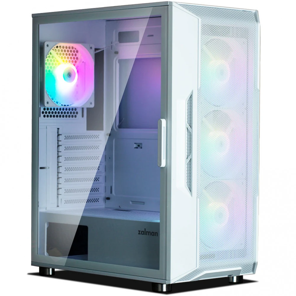 Компьютерный корпус, Zalman, i3 NEO White, Mid- Tower, ATX / M-ATX / Mini-ITX, USB2.0, 2*USB3.0, Audio/Mic, 1*120 мм RGB LED (зад.панель) / 3*120 мм RGB LED (перед.панель), Высота процессорного куле