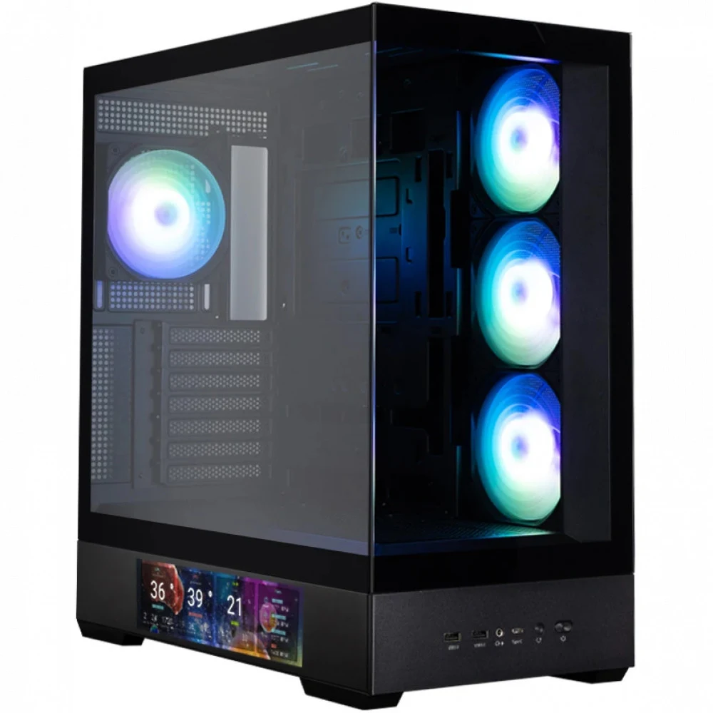 Корпус ZALMAN P40 DS, ATX, BLACK, WINDOW, 9.1-inch LCD screen, 2xCombo(2.5” or 3.5”), 1x2.5”, 1xUSB TYPE-C, 2xUSB3.0, SIDE 3x120mm ARGB, REAR 1x120mm ARGB