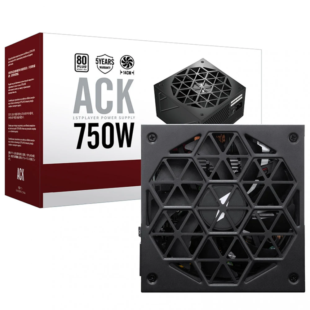Блок питания, 1STPLAYER, HA 750W BK, 750W, ATX, 80+, APFC, 20+4pin, 2*4+4pin, 4*Sata, 2*Molex, 2*PCI-E 6+2-pin, Non-modular, Вентиялтор 14см, 145х150х86мм, Черный