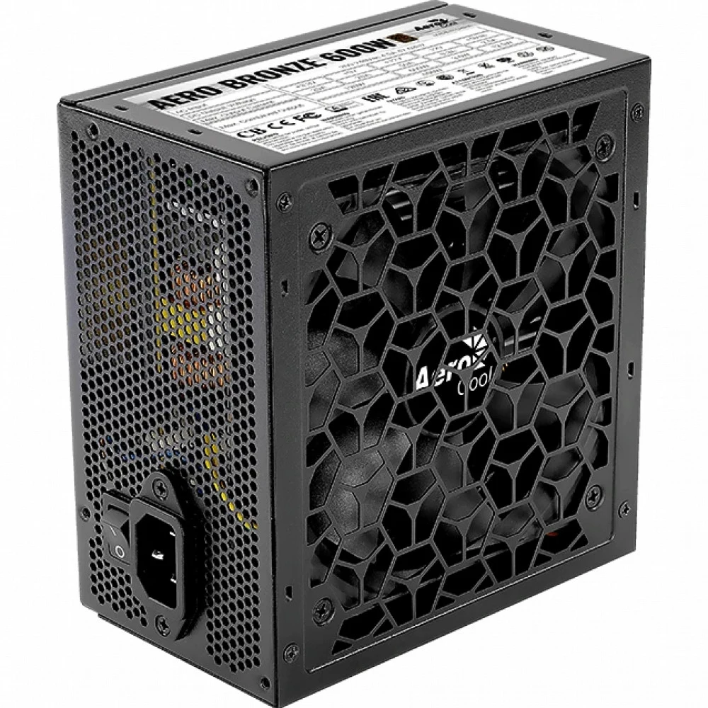 Блок питания ATX 600W AeroCool Aero Bronze, 12sm fan,20+4/24+4/24+8,6SATA,4Molex,2х6p/2х2pPCI-E,ATX