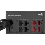 Блок питания, Aerocool, KCAS PLUS 1000GM, 1000W, ATX, Gold, APFC, 20+4 pin, 8pin, 4+4pin, 10*Sata, 6*Molex, 6*PCI-E 6+2 pin, Модульный, Вентилятор 14см, Кабель питания, Чёрный