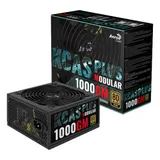 Блок питания, Aerocool, KCAS PLUS 1000GM, 1000W, ATX, Gold, APFC, 20+4 pin, 8pin, 4+4pin, 10*Sata, 6*Molex, 6*PCI-E 6+2 pin, Модульный, Вентилятор 14см, Кабель питания, Чёрный