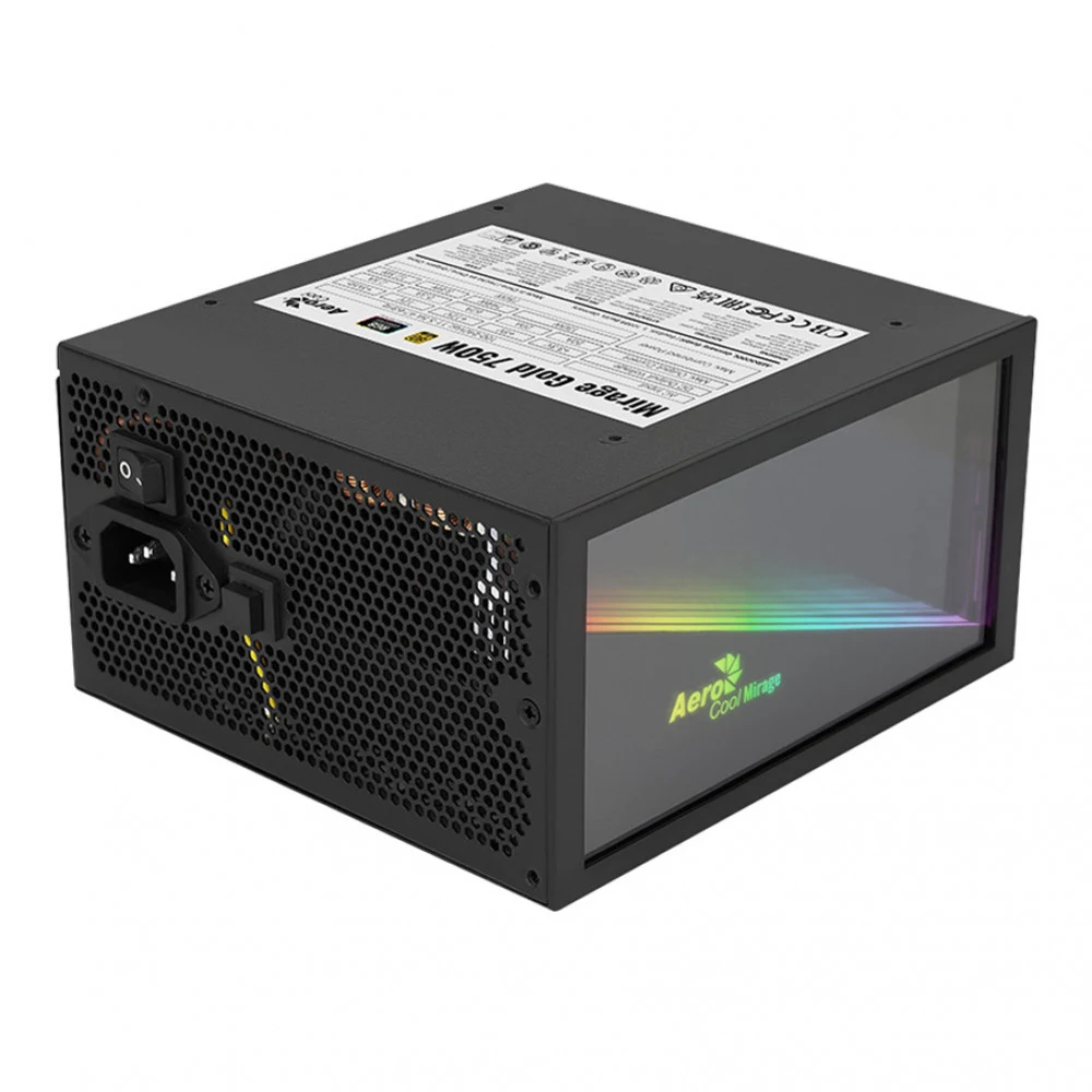 Блок питания ATX12V Ver. 2.52 650W 80+Gold, APFC, 120mm fan, ARGB, 24pin, 2x(4+4)pin, 2xPCI-E, 3xMolex, 6xSATA, Mirage Gold 650W Fully Modular 4711099472581 Aerocool
