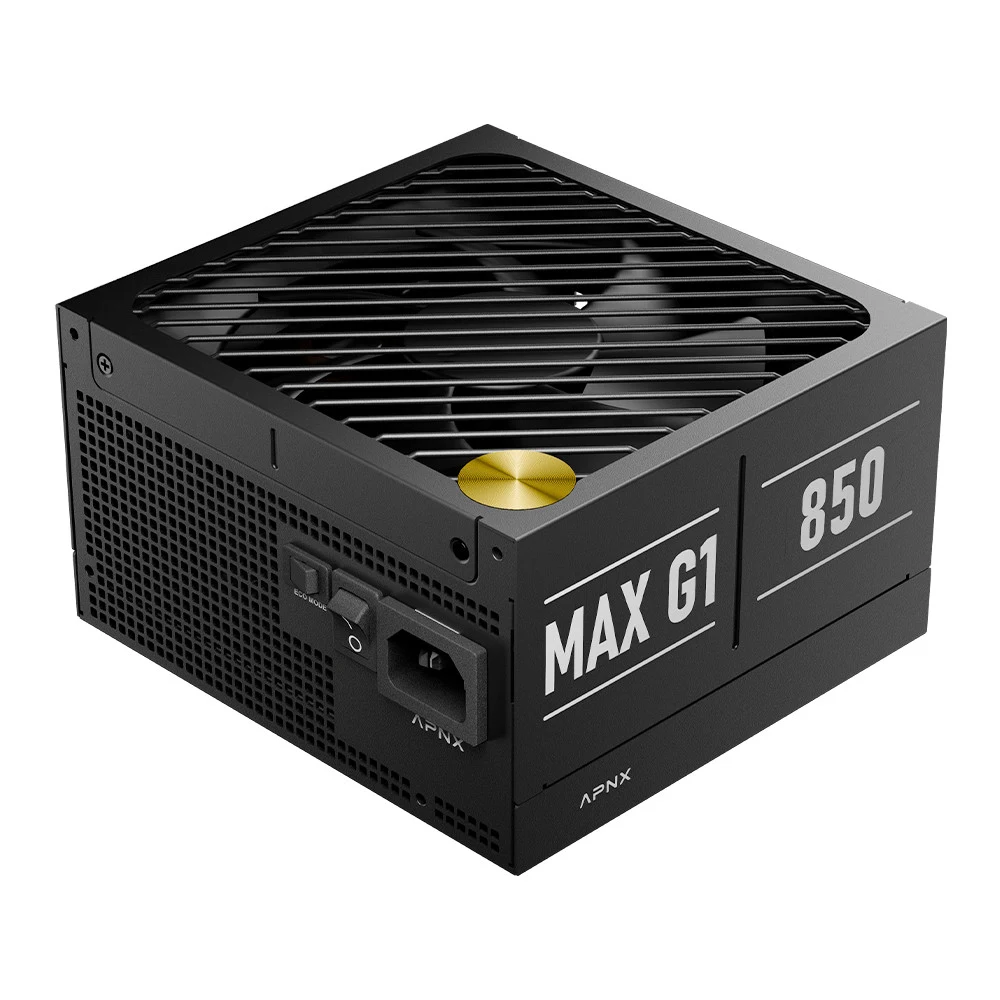 Блок питания, APNX, MAX G1, 850W, ATX 3.1, Gold, APFC, 20+4pin, 2*4+4pin, 10*Sata, 2*Molex, 3*PCI-E 6+2pin, 1*12V-2X6, Модульный, Вентилятор 13,5 см, Кабель питания, Чёрный