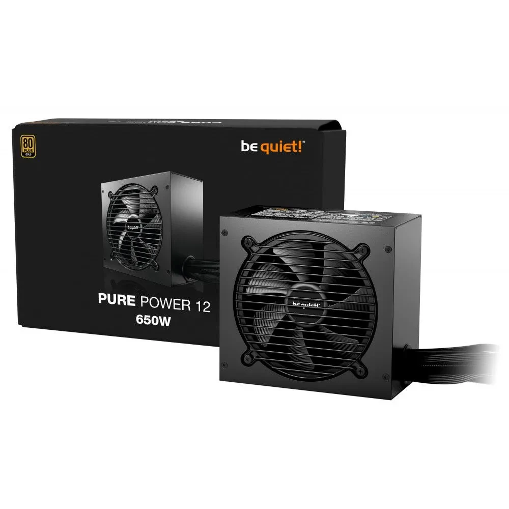 Блок питания, Bequiet!, Pure Power 12 650W, BP002EU, 650W, Gold, ATX3.1, APFC, 20+4pin, 1*4+4pin, 1*4pin, 5*SATA, 1*Molex, 2*PCI-E 6+2 pin, 1*PCI-E 12+4pin, Вентилятор 12см, 160*86*150 см, Черный