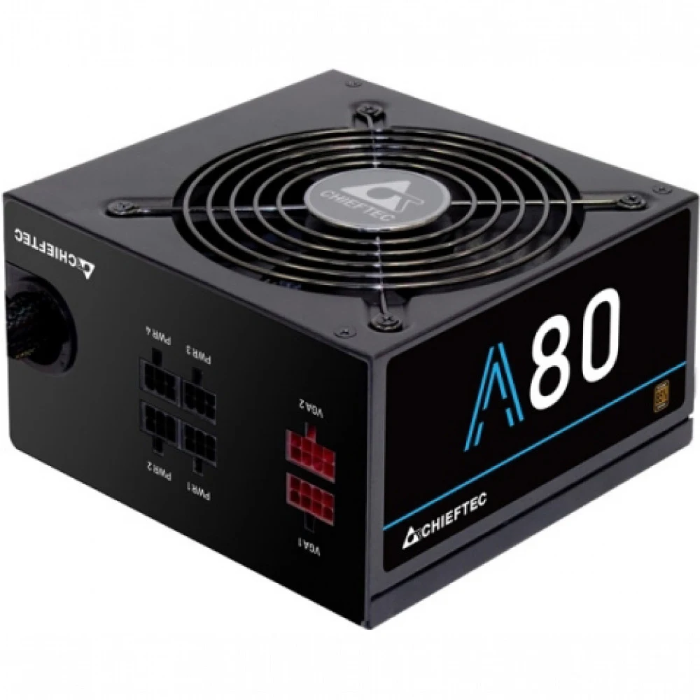 Блок питания, Chieftec, A-80 CTG-750C, 750W, ATX, APFC, Semi Modular, 20+4pin, 4+4pin, 6*Sata, 4*Molex, 2*PCIe 6+2-pin, Вентилятор 12см, Черный