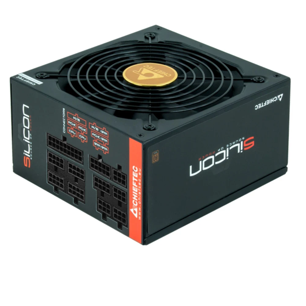Блок питания, Chieftec, Silicon SLC-1000C, 1000W, ATX, APFC, Bronze, Modular, 20+4pin, 4+4pin, 9*Sata, 3*Molex, 6*PCI-E 6+2-pin, Вентилятор 14см, Черный