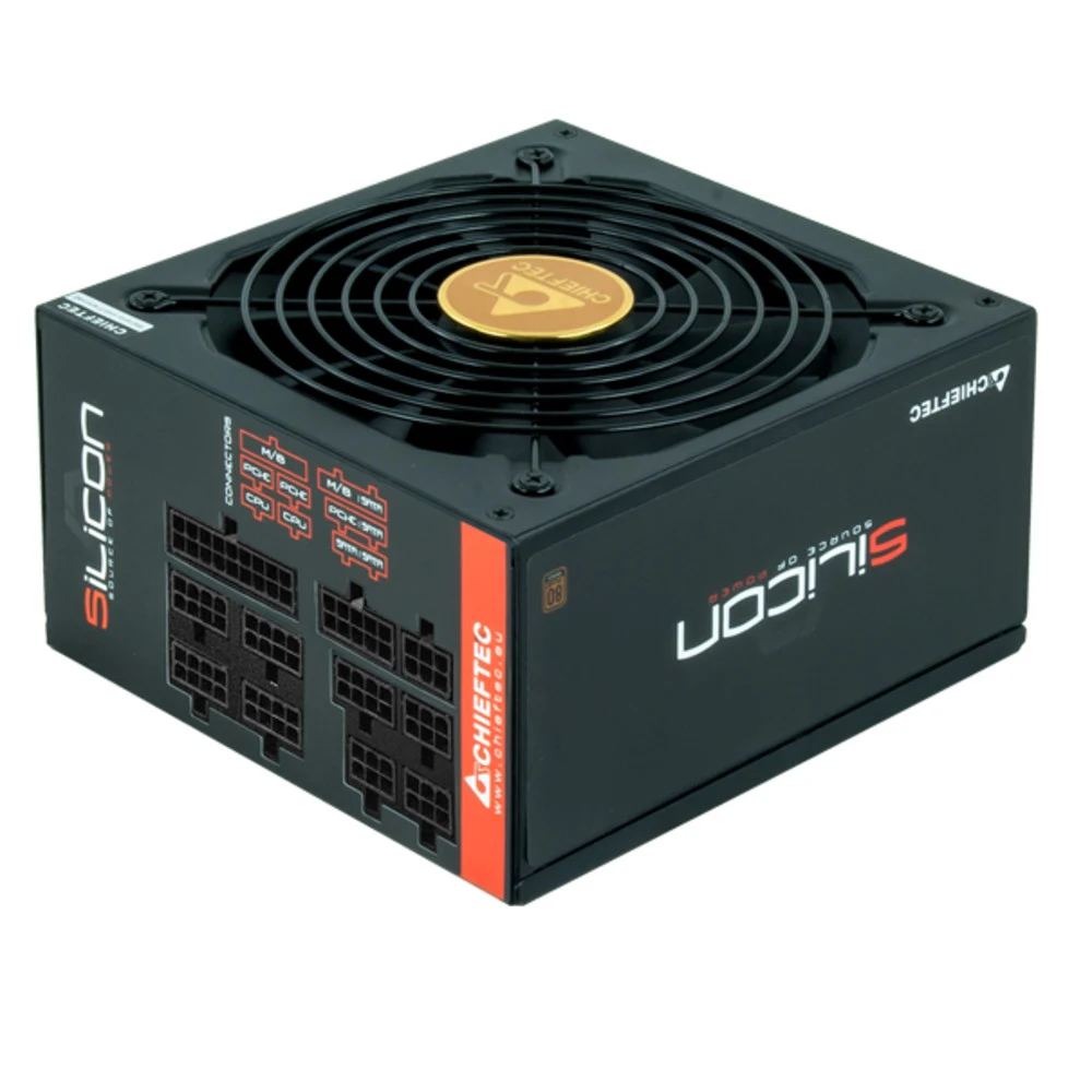 Блок питания, Chieftec, Silicon SLC-850C, 850W, ATX, APFC, Bronze, Modular, 20+4pin, 4+4pin, 9*Sata, 3*Molex, 6*PCI-E 6+2-pin, Вентилятор 14см, Черный